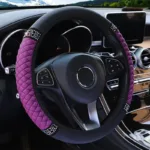 Bling Soft Leather Car Steering Wheel Cover Non-Slip Heat And Cold Protector - Image 3