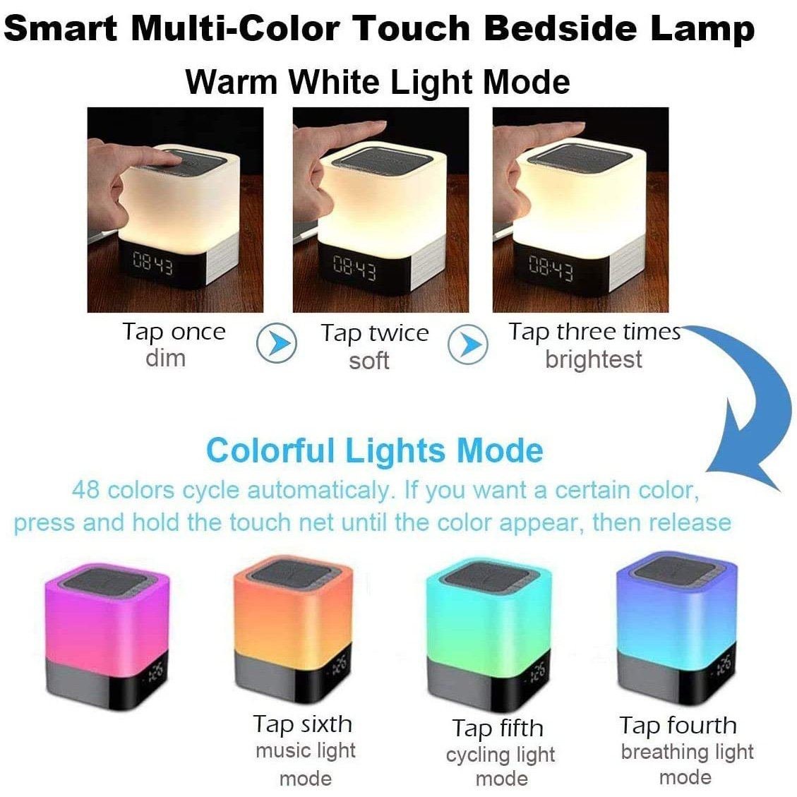 Bluetooth Speaker Touch Sensor Bedside Lamp - Image 4