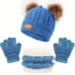 Children's Winter Knitted Wool Lining Warm Hat, Scarf, Glove Set For 2-5 Year Old Boys And Girls - Image 8