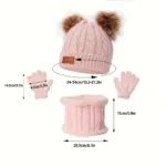 Children's Winter Knitted Wool Lining Warm Hat, Scarf, Glove Set For 2-5 Year Old Boys And Girls - Image 15