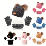 Children's Winter Knitted Wool Lining Warm Hat, Scarf, Glove Set For 2-5 Year Old Boys And Girls - Image 16