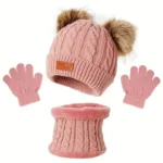 Children's Winter Knitted Wool Lining Warm Hat, Scarf, Glove Set For 2-5 Year Old Boys And Girls - Image 4