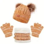Children's Winter Knitted Wool Lining Warm Hat, Scarf, Glove Set For 2-5 Year Old Boys And Girls - Image 6