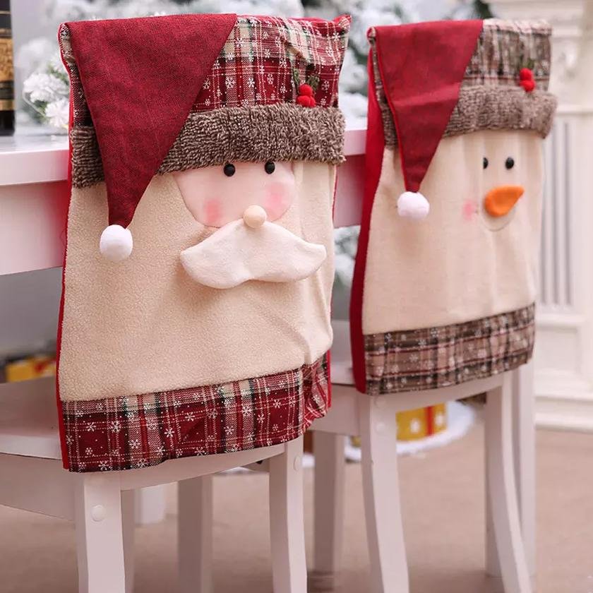 Christmas Santa Claus Snowman Chair Cover
