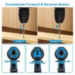 Cordless Drill Set with 2 Pieces 8V Batteries and Charger 2 Variable Speed 3/8In Keyless Chuck - Image 9