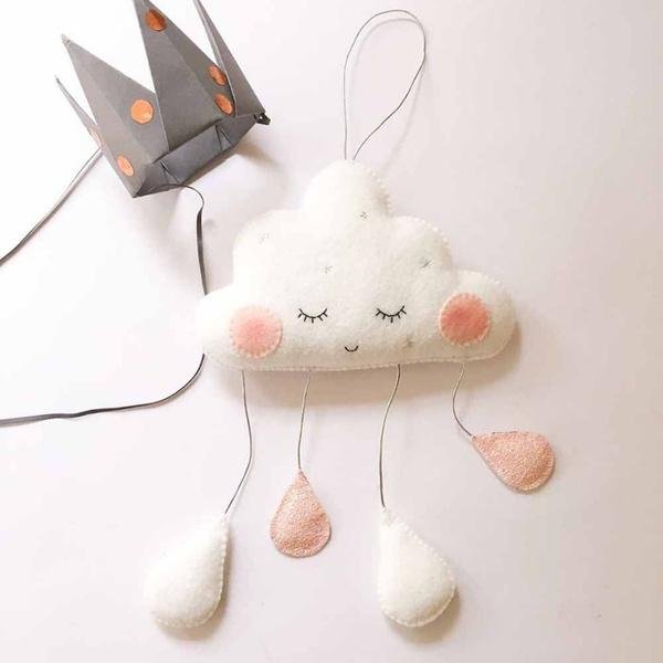 Decorative Cloud Felt Raindrop Pendant
