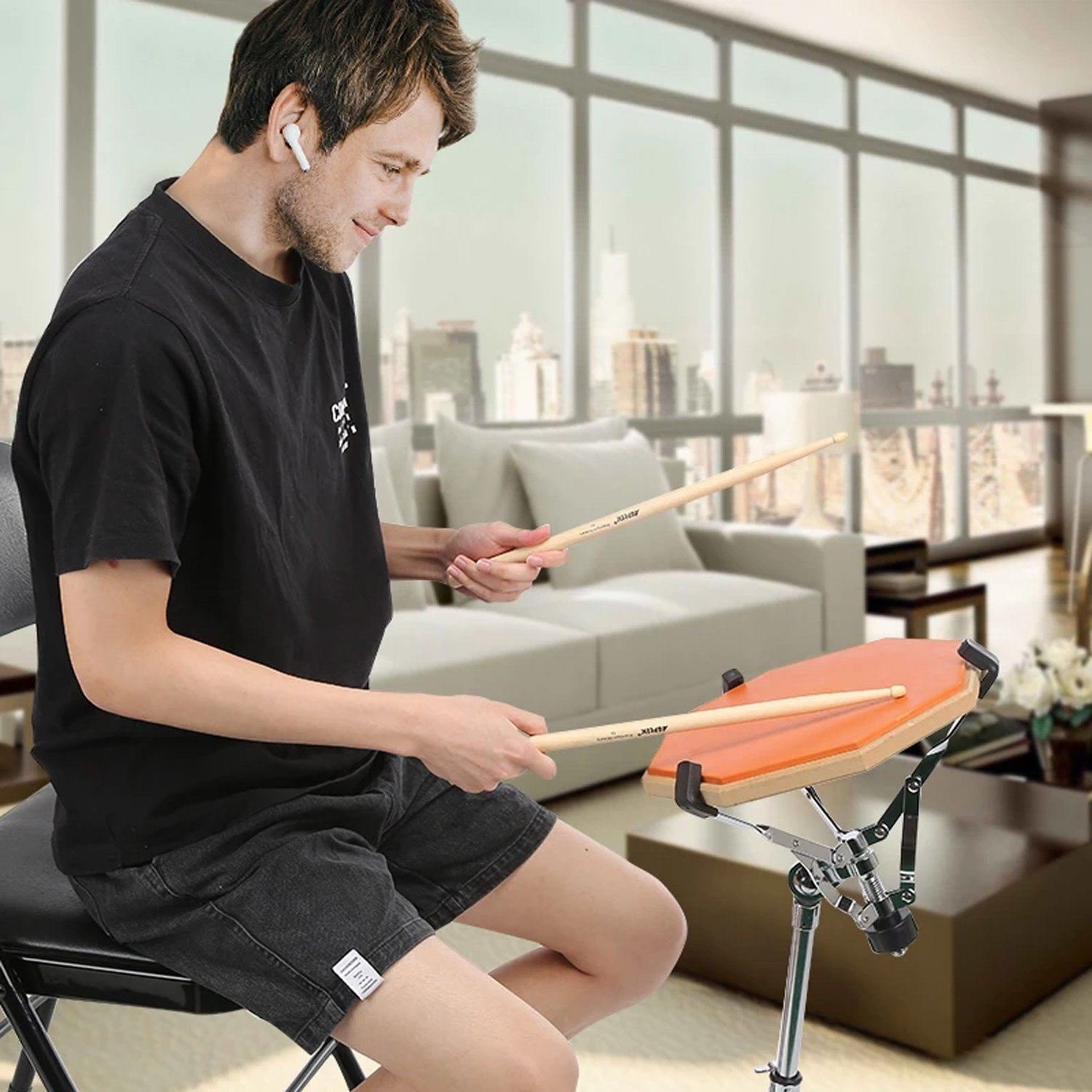 Drum Practice Pads with 3 Pairs of Drum Sticks and Adjustable Snare Drum Stand - Image 7