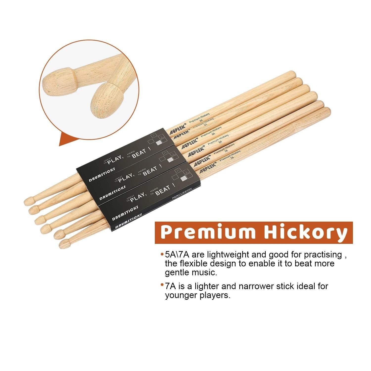 Drum Practice Pads with 3 Pairs of Drum Sticks and Adjustable Snare Drum Stand - Image 4