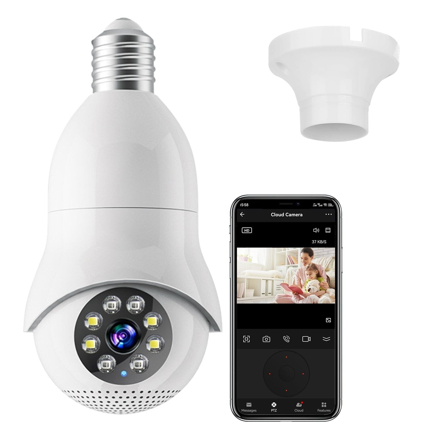 E27 WiFi Bulb Camera 1080P FHD WiFi IP Pan Tilt Security Surveillance Camera