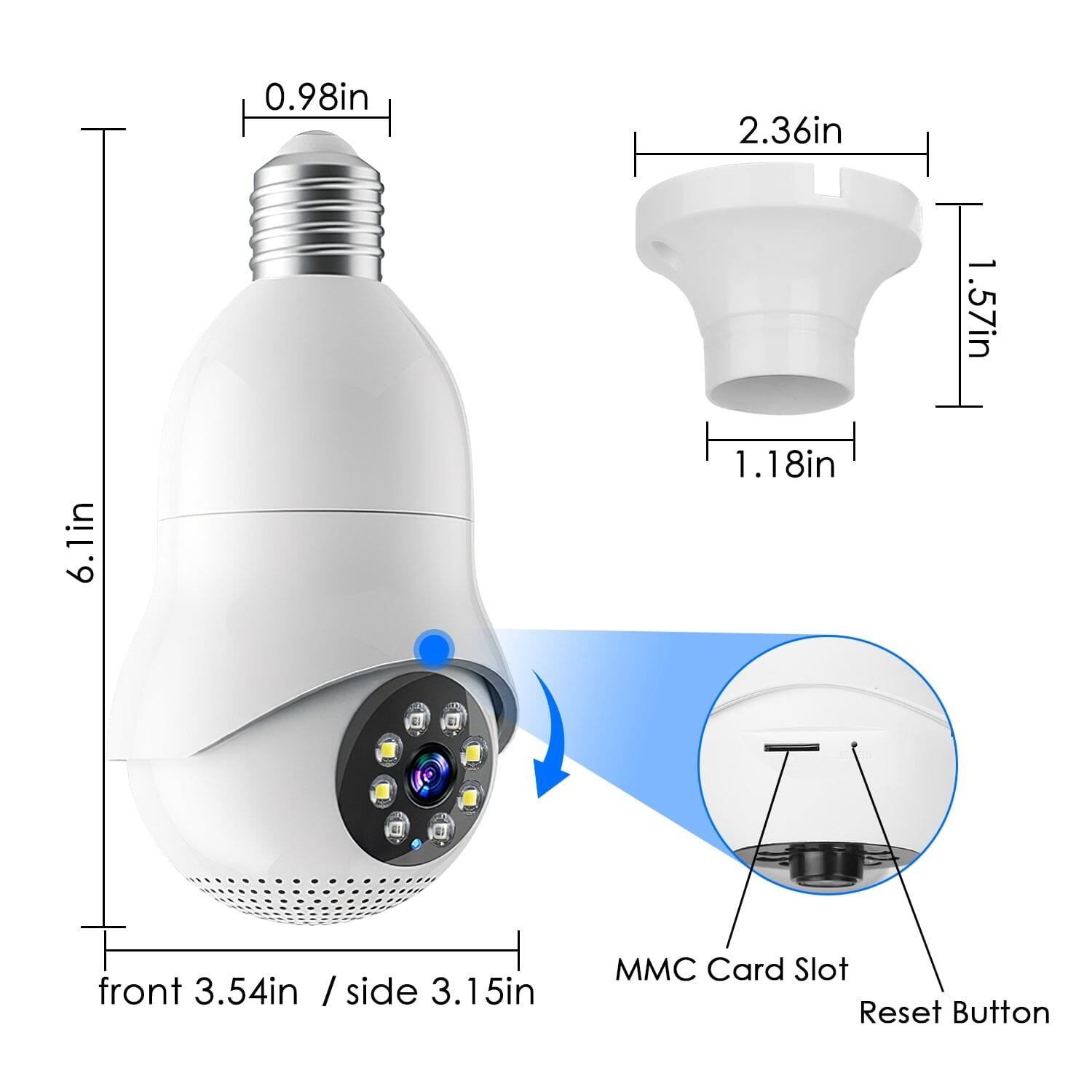 E27 WiFi Bulb Camera 1080P FHD WiFi IP Pan Tilt Security Surveillance Camera - Image 6