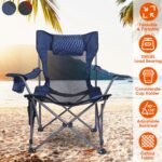 Foldable Camping Chair Heavy Duty Steel Lawn Chair with Reclining Backrest Angle - Image 13