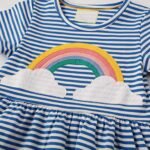 Girl's Cotton Casual Striped Jersey Dress - Image 2