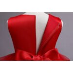 Girls' Patchwork Mesh Bow Party Dress - Image 9