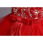 Girls' Patchwork Mesh Bow Party Dress - Image 8
