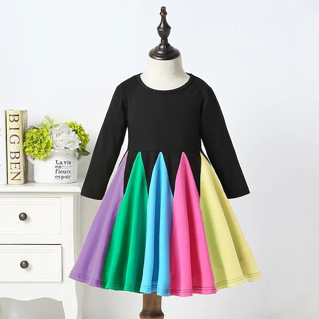 Girls' Rainbow Casual Dress