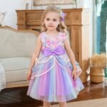 Girl's Rainbow Tulle Lace Dress - Image 16