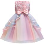 Girl's Rainbow Tulle Lace Dress