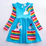 Girls' Unicorn Rainbow Flower Dress