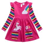 Girls' Unicorn Rainbow Flower Dress - Image 4