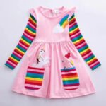Girls' Unicorn Rainbow Flower Dress - Image 3