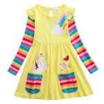 Girls' Unicorn Rainbow Flower Dress - Image 5