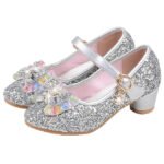 Girls'Heels Party Mary Jane Basic Pump Dress Crystal Bowknot - Image 6