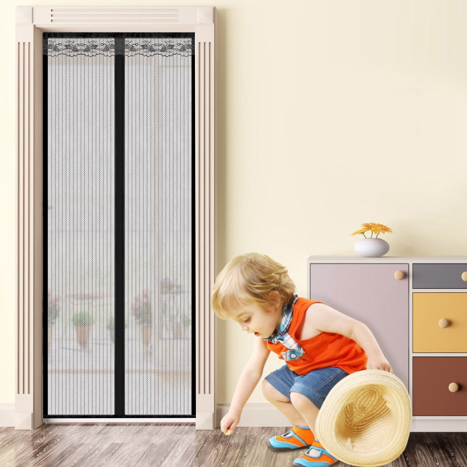 Magnetic Screen Door Hands-free Fly Mesh Door Curtain