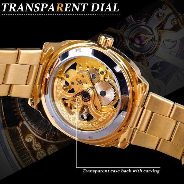 Men Luxury Skeleton Automatic Winding Mechanical Watch - Image 4