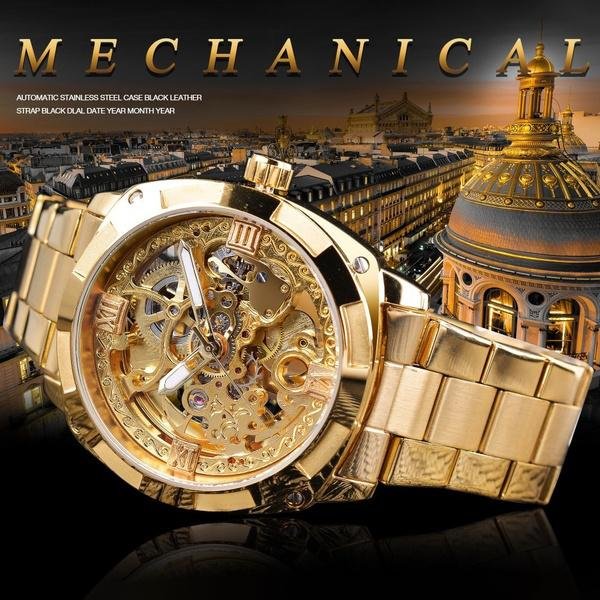 Men Luxury Skeleton Automatic Winding Mechanical Watch - Image 8