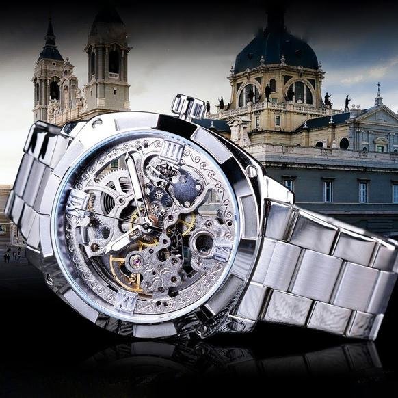 Men Luxury Skeleton Automatic Winding Mechanical Watch - Image 10