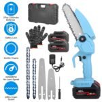 Portable Handheld Cordless Small Chain Saw Battery Powered with 2Pcs 2200mAh Rechargeable Batteries 4in/6in Chains for Pruning Trees Wood Cutting - Image 5