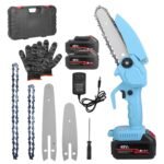 Portable Handheld Cordless Small Chain Saw Battery Powered with 2Pcs 2200mAh Rechargeable Batteries 4in/6in Chains for Pruning Trees Wood Cutting - Image 2