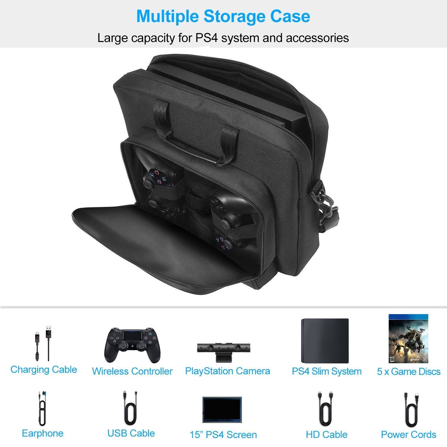 PS4 Console Accessories Handbag with Shoulder Strap - Image 6