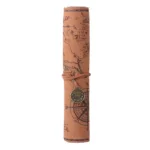PU Leather Rollup Pen Bag Vintage Creative Map Pencil Case - Image 2