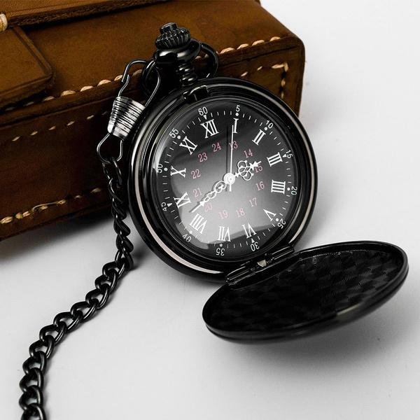 Retro Smooth Men Pocket Watch with Chain