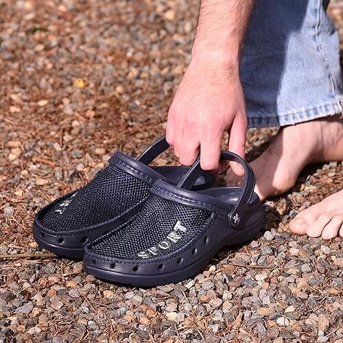 Roxoni Men's Rubber Sport Clogs with Breathable Mesh Upper - Image 5