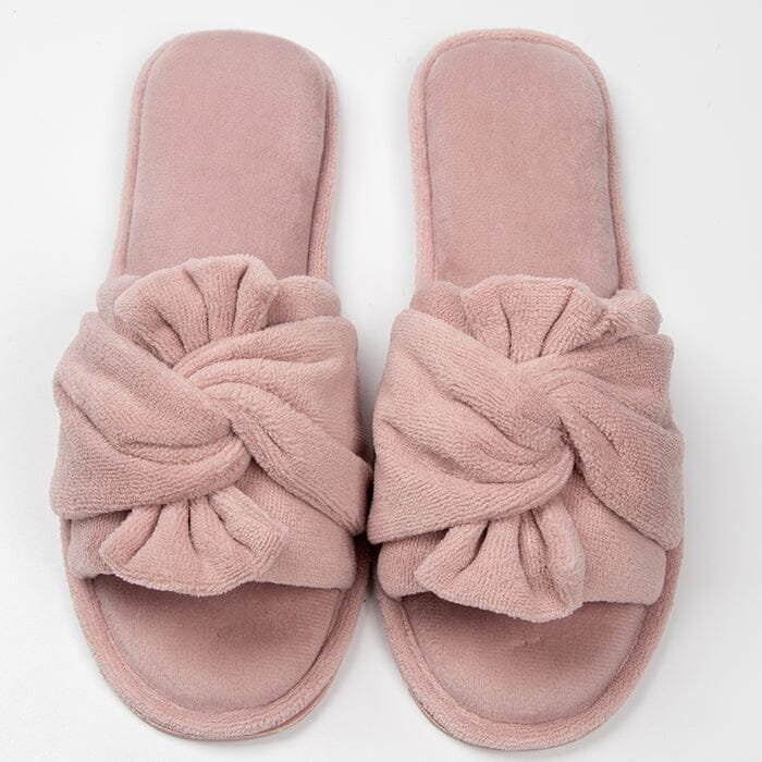 Roxoni Women's Indoor Twist Ribbon Plus Open Toe House Slippers - Image 6