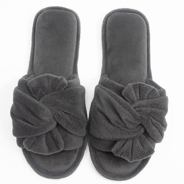 Roxoni Women's Indoor Twist Ribbon Plus Open Toe House Slippers - Image 3