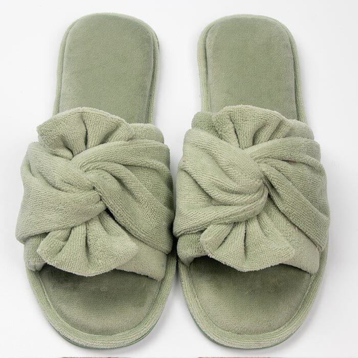 Roxoni Women's Indoor Twist Ribbon Plus Open Toe House Slippers - Image 9