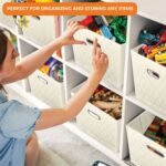 Set of 2: 11-13" Foldable Diamond Patterned Faux Leather Storage Cube Bins - Image 14