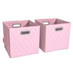 Set of 2: 11-13" Foldable Diamond Patterned Faux Leather Storage Cube Bins - Image 7