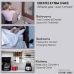 Socket Shelf 8 Port Surge Protector Wall Outlet, 6 Electrical Outlet Extenders, 2 USB Charging Ports - Image 4