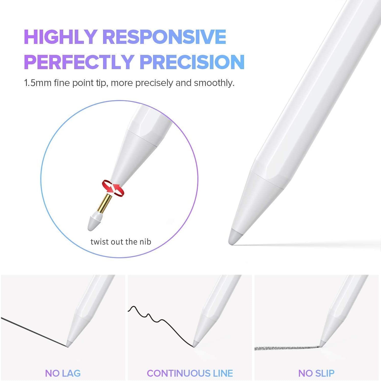 Stylus Pen for iPad with Palm Rejection, Active Pencil Compatible with (2018-2020) - Image 4