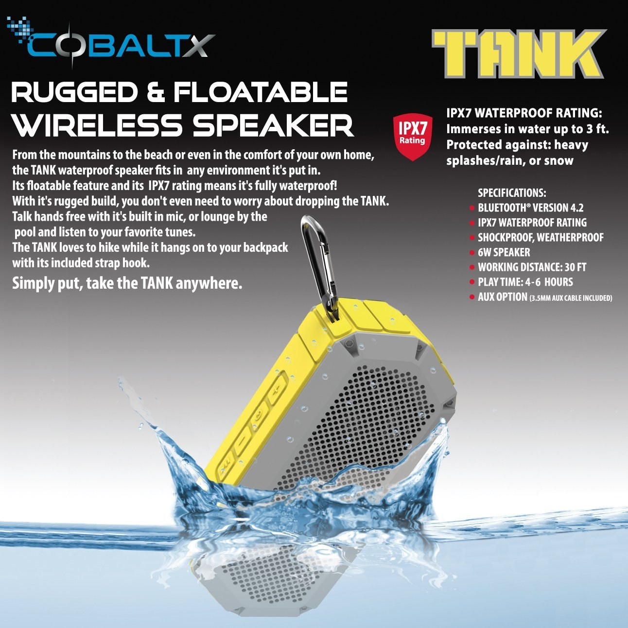 Tank Ipx7 Waterproof Rugged 10w Bluetooth Speaker - Assorted Styles - Image 15