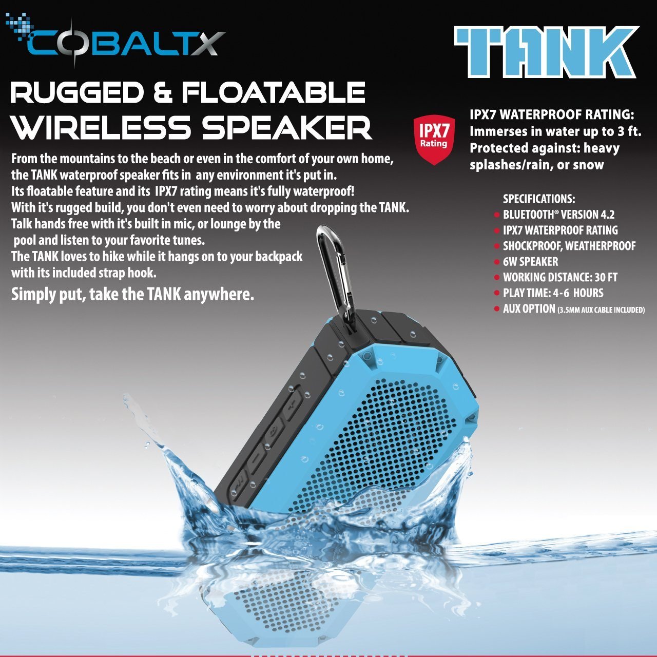 Tank Ipx7 Waterproof Rugged 10w Bluetooth Speaker - Assorted Styles - Image 7