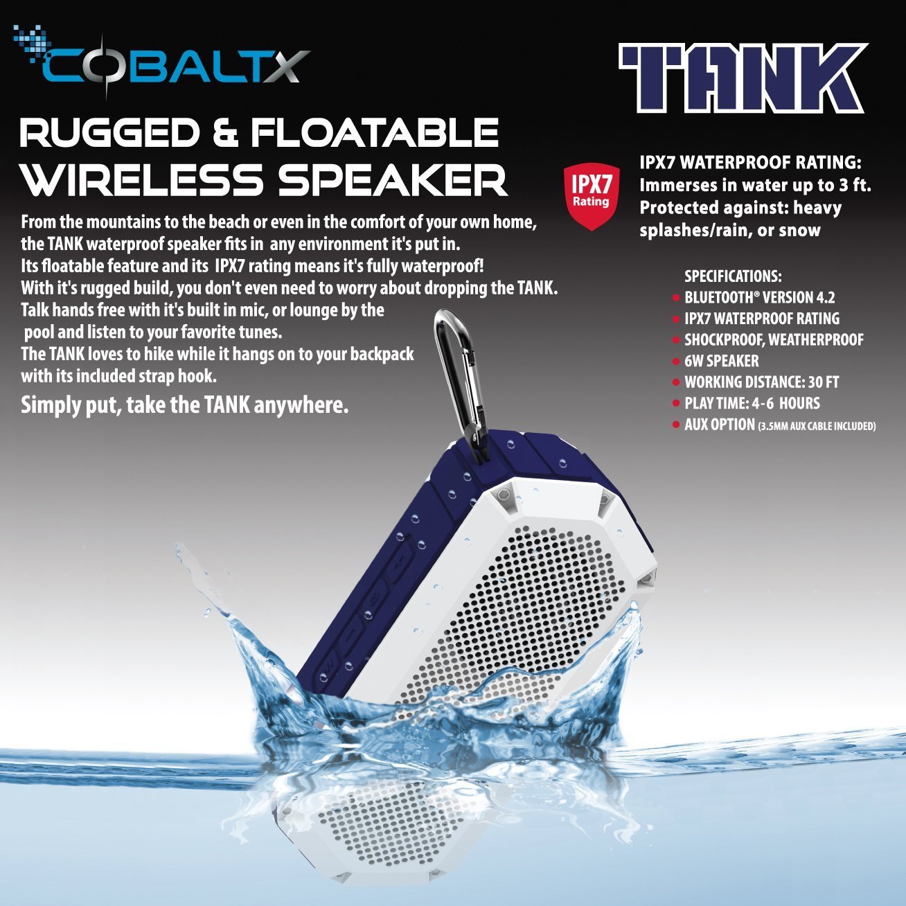 Tank Ipx7 Waterproof Rugged 10w Bluetooth Speaker - Assorted Styles - Image 11