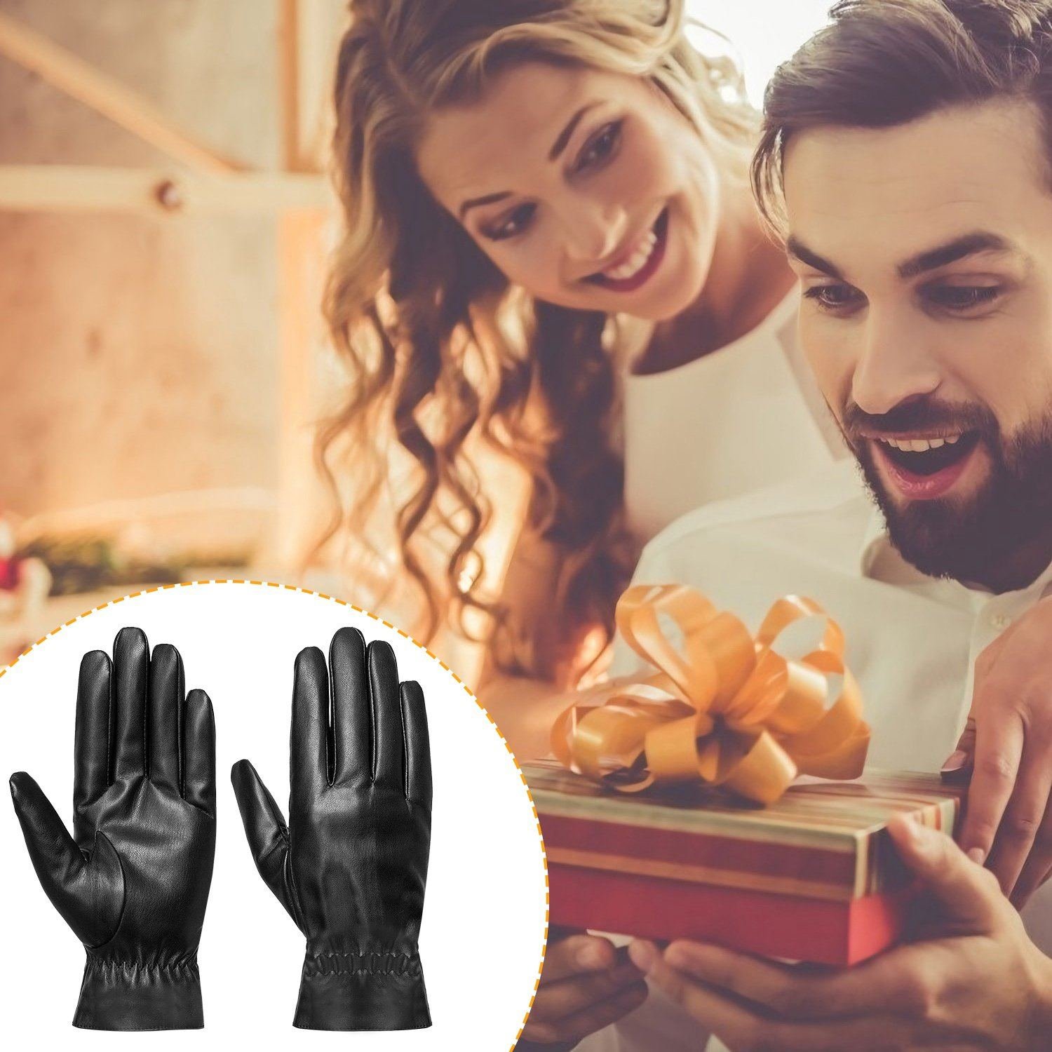 Unisex Leather Winter Warm Gloves - Image 8