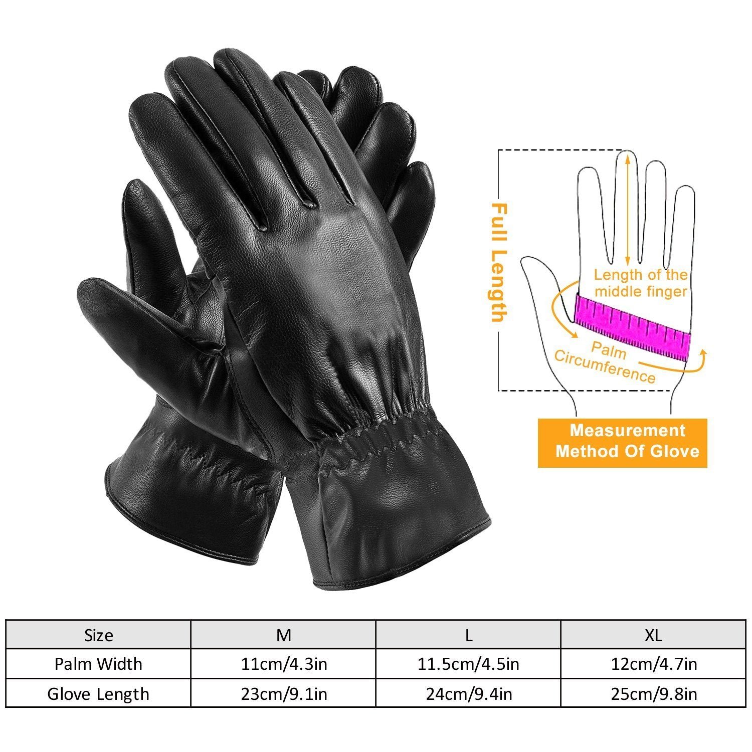 Unisex Leather Winter Warm Gloves - Image 3