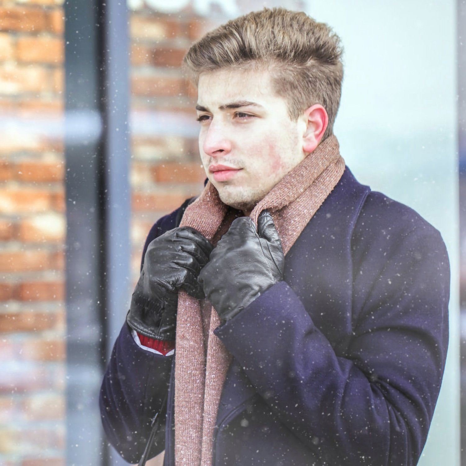 Unisex Leather Winter Warm Gloves - Image 12