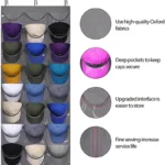 Visible Baseball Hat Rack for Wall Door with 3 Hooks 24 Deep Pockets - Image 4